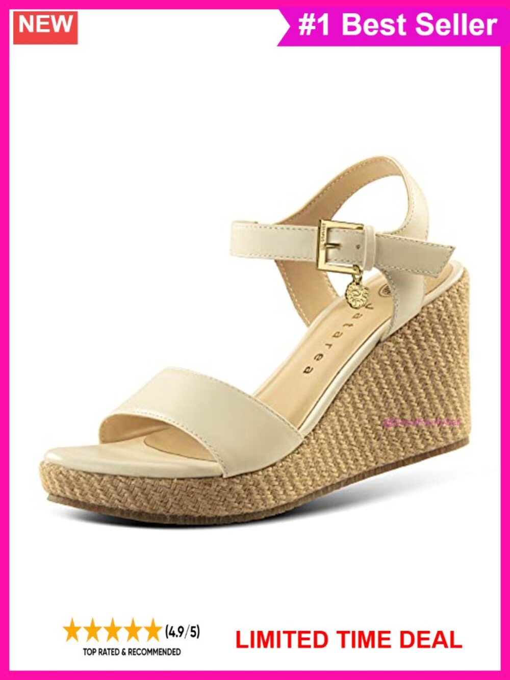 Genuine Cow Napa Leather Wedge Sandals Ankle Strap Buckle Summer
